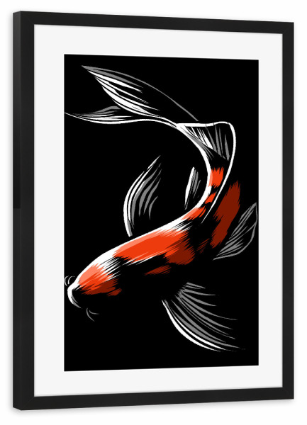 Poster mit Rahmen schwarz "Japanese carp" artboxONE - Tiere,Unterwasser - Japan,Japanese,Carp,Carpa,Ocean,Fish,Fisch,Wasser,Water