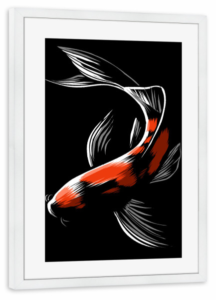Poster mit Rahmen weiß "Japanese carp" artboxONE - Tiere,Unterwasser - Japan,Japanese,Carp,Carpa,Ocean,Fish,Fisch,Wasser,Water