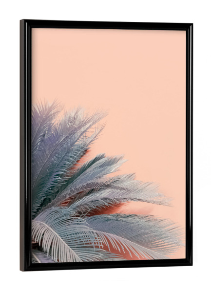 Poster mit schwarzem Rahmen "Blue Palms on Pink" artboxONE - Natur