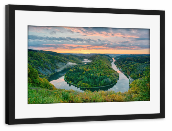 Poster mit Rahmen schwarz "Saarschleife Sonnenaufgang" artboxONE - Natur,Reise