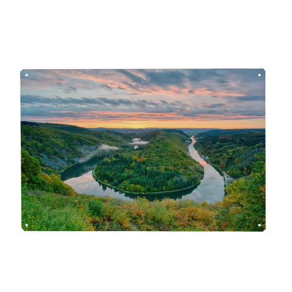 Holzbild "Saarschleife Sonnenaufgang" artboxONE - Natur,Reise