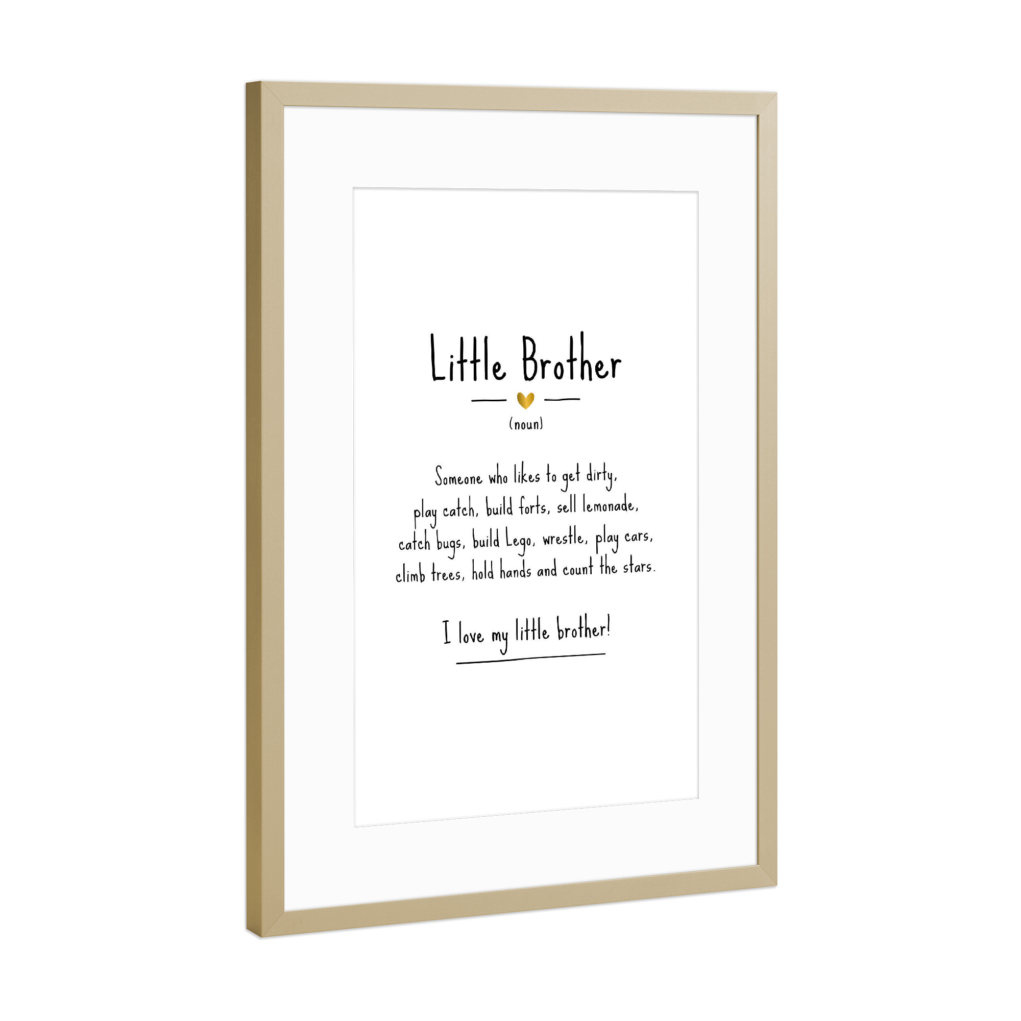 Poster mit Rahmen Gold "Little Brother | Definition" artboxONE - Typografie,Für Kinder,Schwarzweiß,Liebe,Lustig