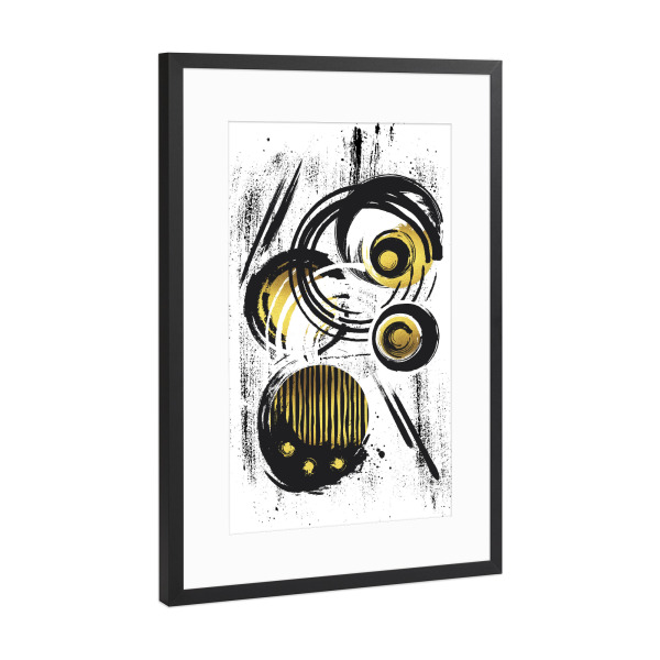 Poster mit Rahmen Schwarz (Metallic) "ABSTRAKTE KUNST Verspielte Kreise" artboxONE - Abstrakt,Geometrie