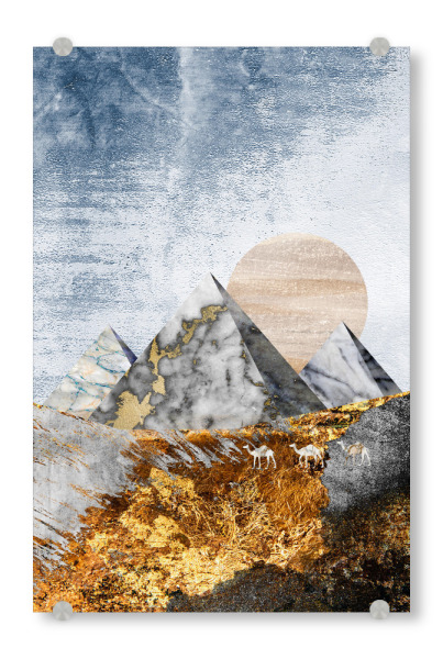 Acrylglasbild "Pyramids (matart)" artboxONE - Natur,Abstrakt - Pyramids,Pyramid,Sun,Sunrise,Sky,Nature,Natur,Berge,Mountains,Abstract,Abstrakt