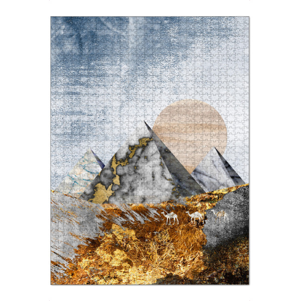 Puzzle Ravensburger "Pyramids (matart)" artboxONE - Natur,Abstrakt - Pyramids,Pyramid,Sun,Sunrise,Sky,Nature,Natur,Berge,Mountains,Abstract,Abstrakt