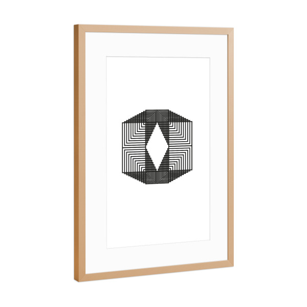 Poster mit Rahmen Kupfer "Geometric O" artboxONE - Typografie,Abstrakt,Schwarzweiß,Geometrie,Buchstaben / O