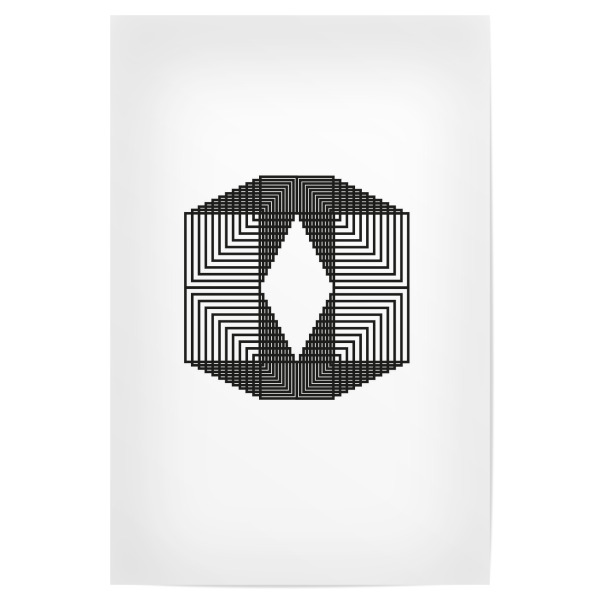 Poster "Geometric O" artboxONE - Typografie,Abstrakt,Schwarzweiß,Geometrie,Buchstaben / O