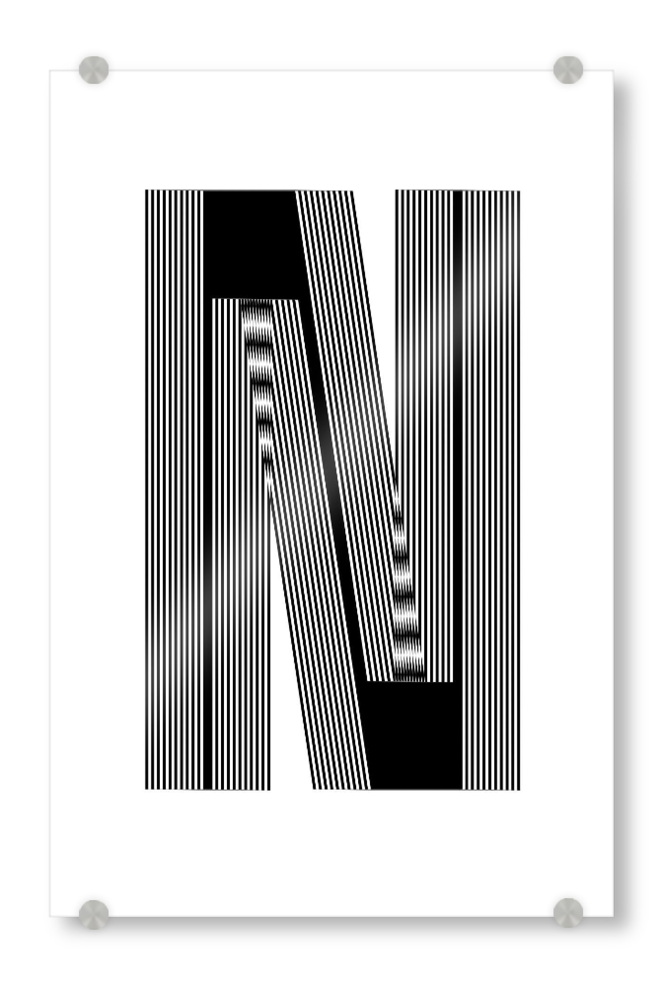 Acrylglasbild "Type N" artboxONE - Typografie,Abstrakt,Schwarzweiß,Geometrie,Buchstaben / N