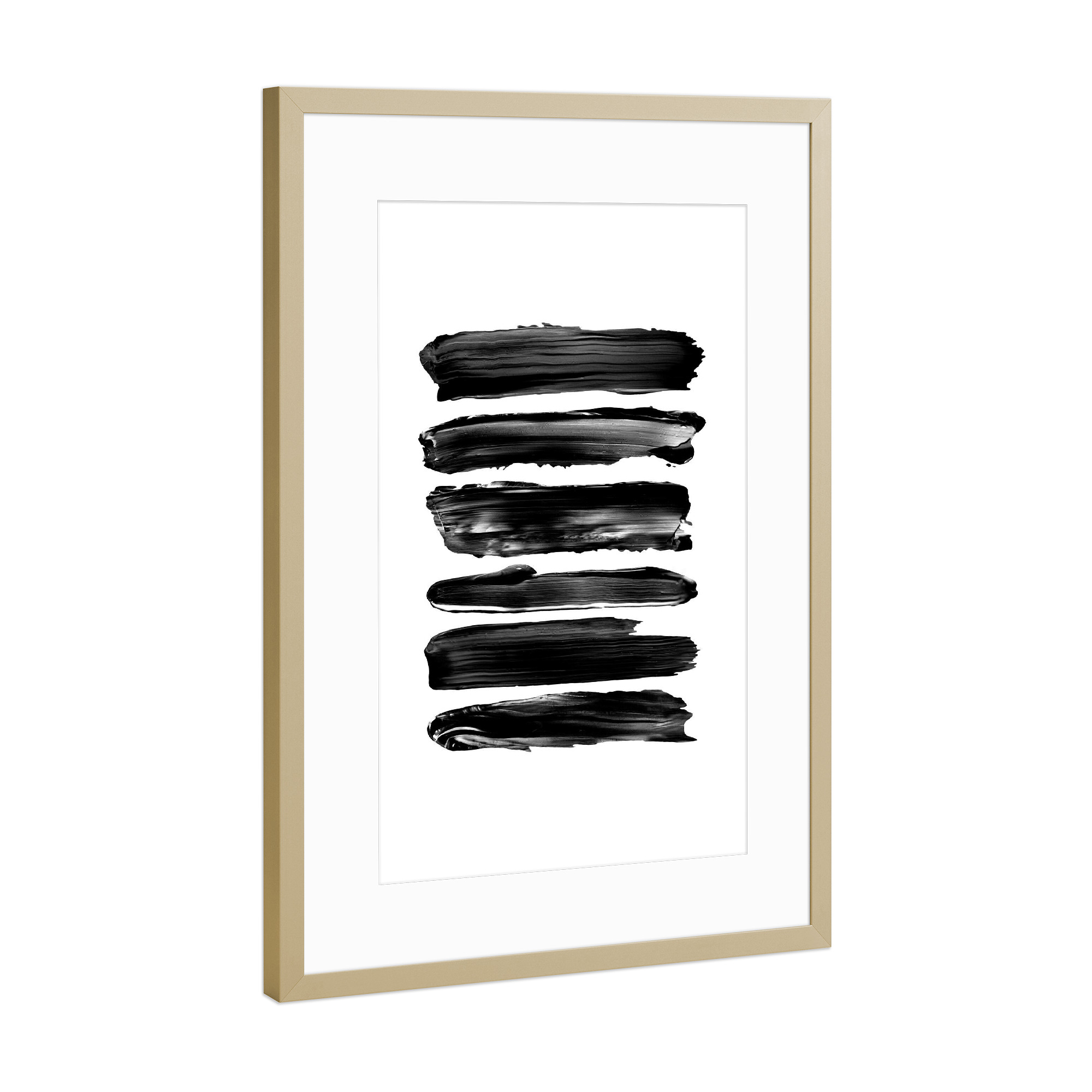 Poster mit Rahmen Gold "Brush Strokes in Black" artboxONE - Für Kinder,Abstrakt,Streetart,Für Mama,Für Papa
