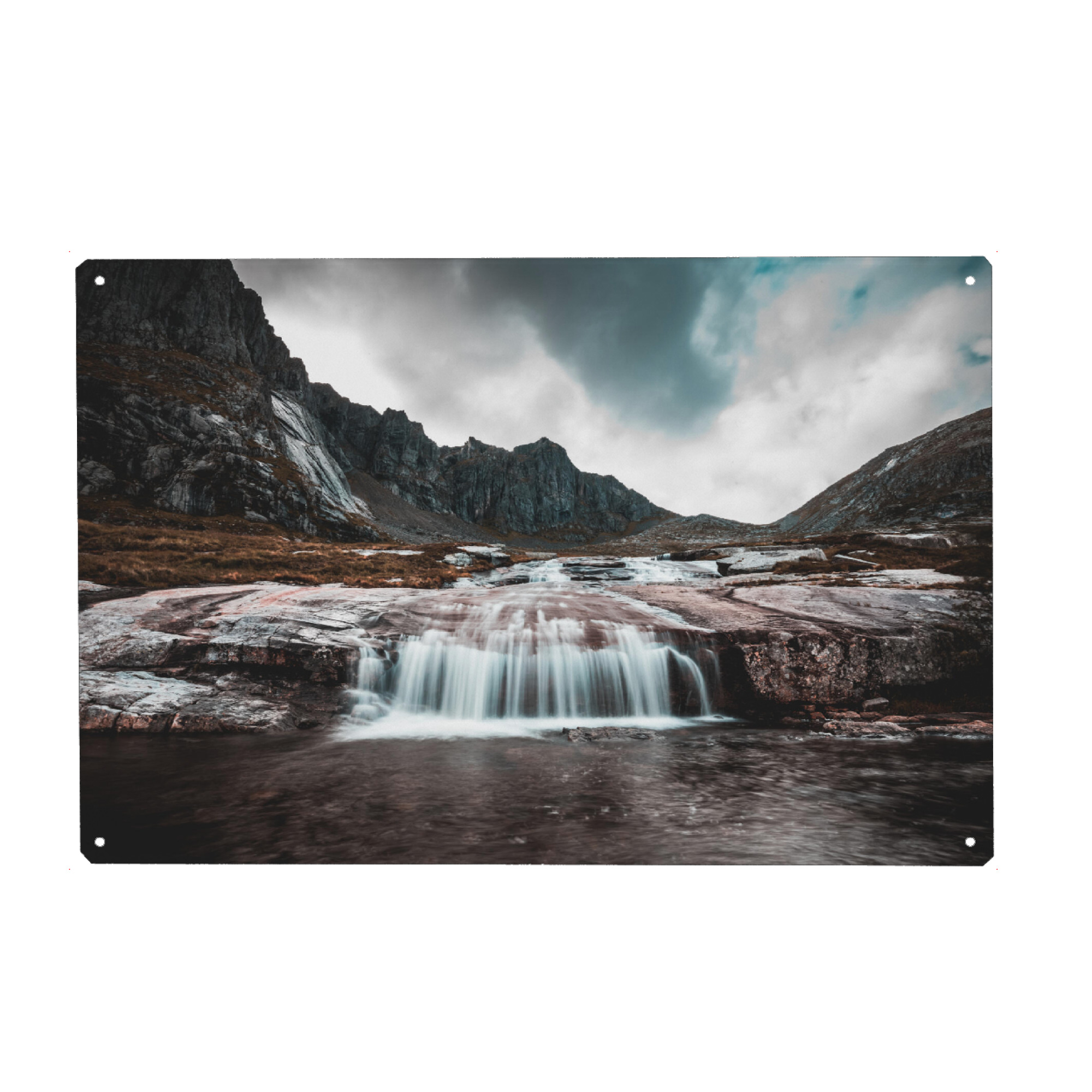 Metall Poster "Lofoten Wasserfall" artboxONE - Natur