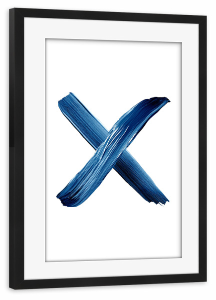 Poster mit Rahmen schwarz "X in Blue" artboxONE - Für Kinder,Abstrakt,Buchstaben / X,Für Papa,Männer