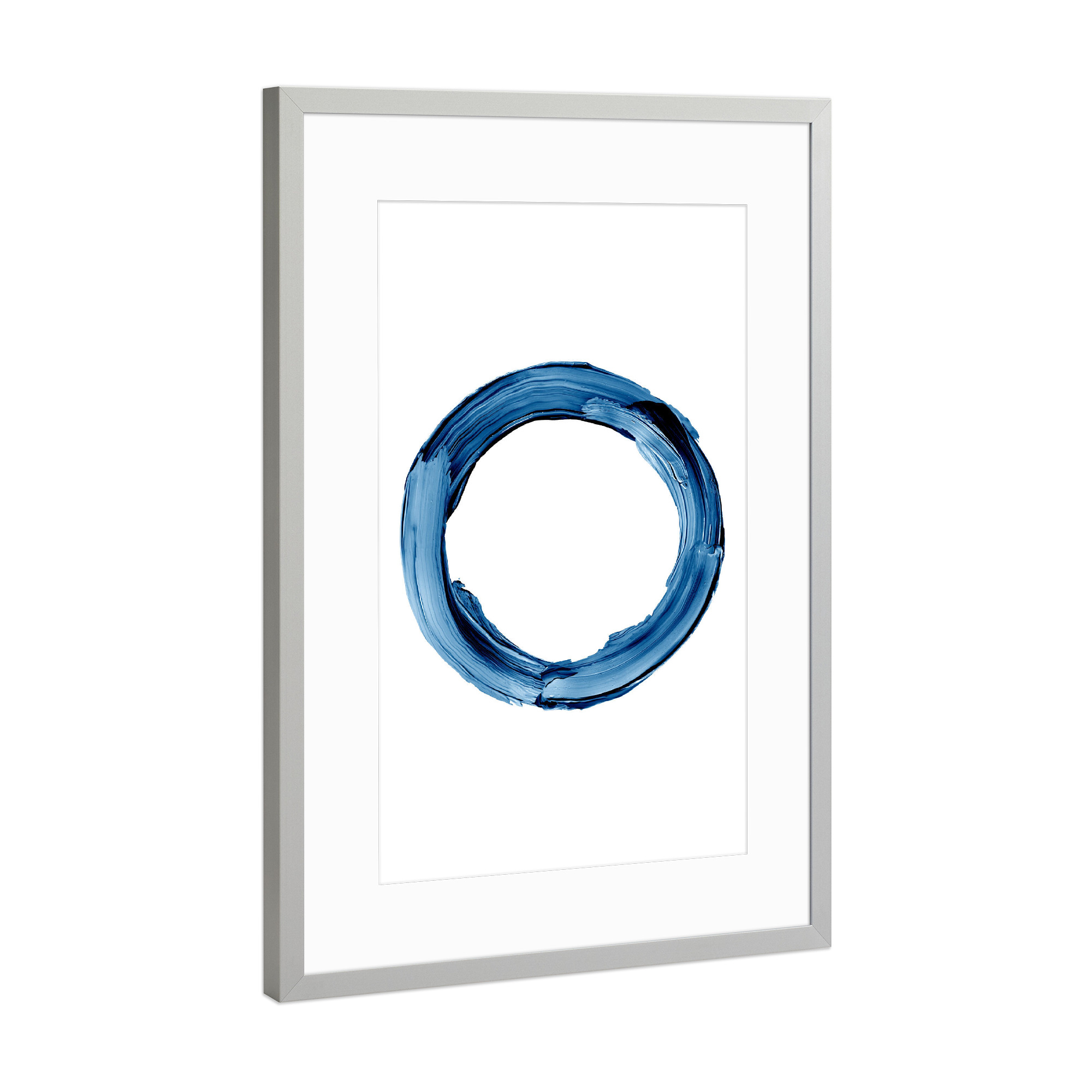 Poster mit Rahmen Silber "O in Blue" artboxONE - Für Kinder,Abstrakt,Buchstaben / O,Für Papa,Männer