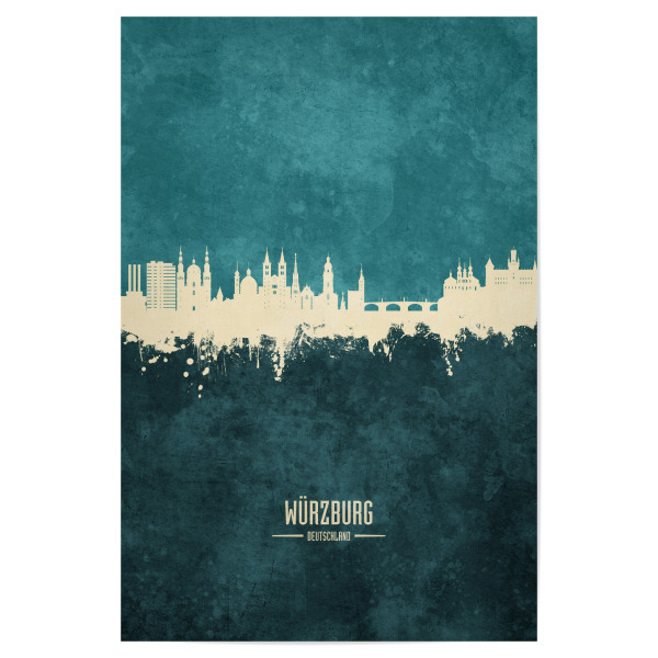 Poster 30x20 cm "Würzburg Skyline Turquoise" artboxONE - Städte