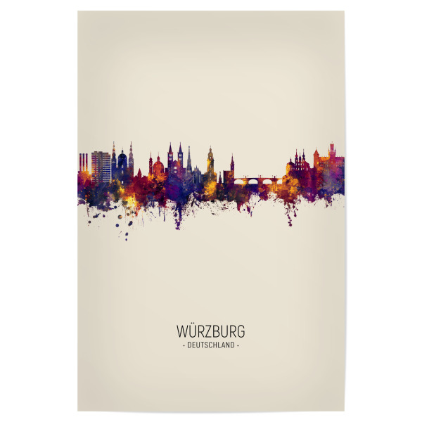 Poster 30x20 cm "Würzburg Germany Skyline Beige" artboxONE - Städte