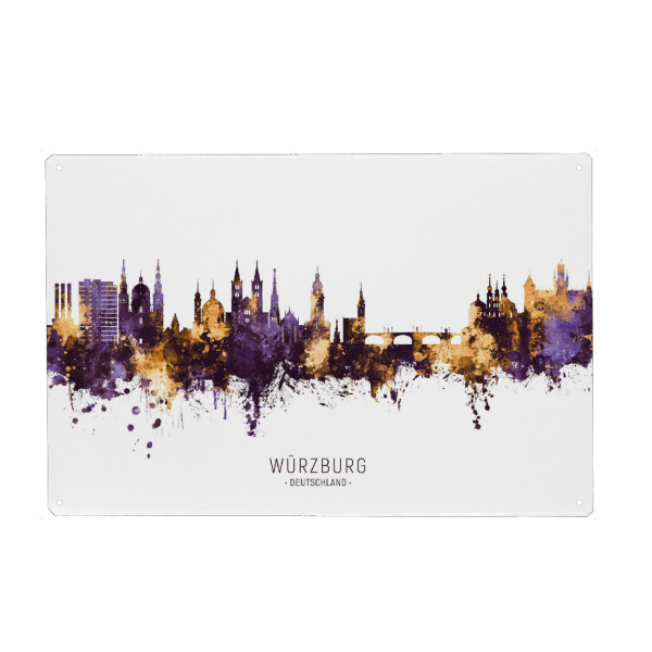 Metall Poster "Würzburg Skyline PurpleGold" artboxONE - Städte