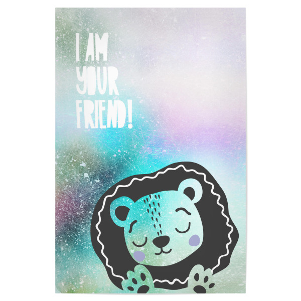 Poster 30x20 cm "I am your friend! Löwe" artboxONE - Typografie,Für Kinder,Tiere,Liebe
