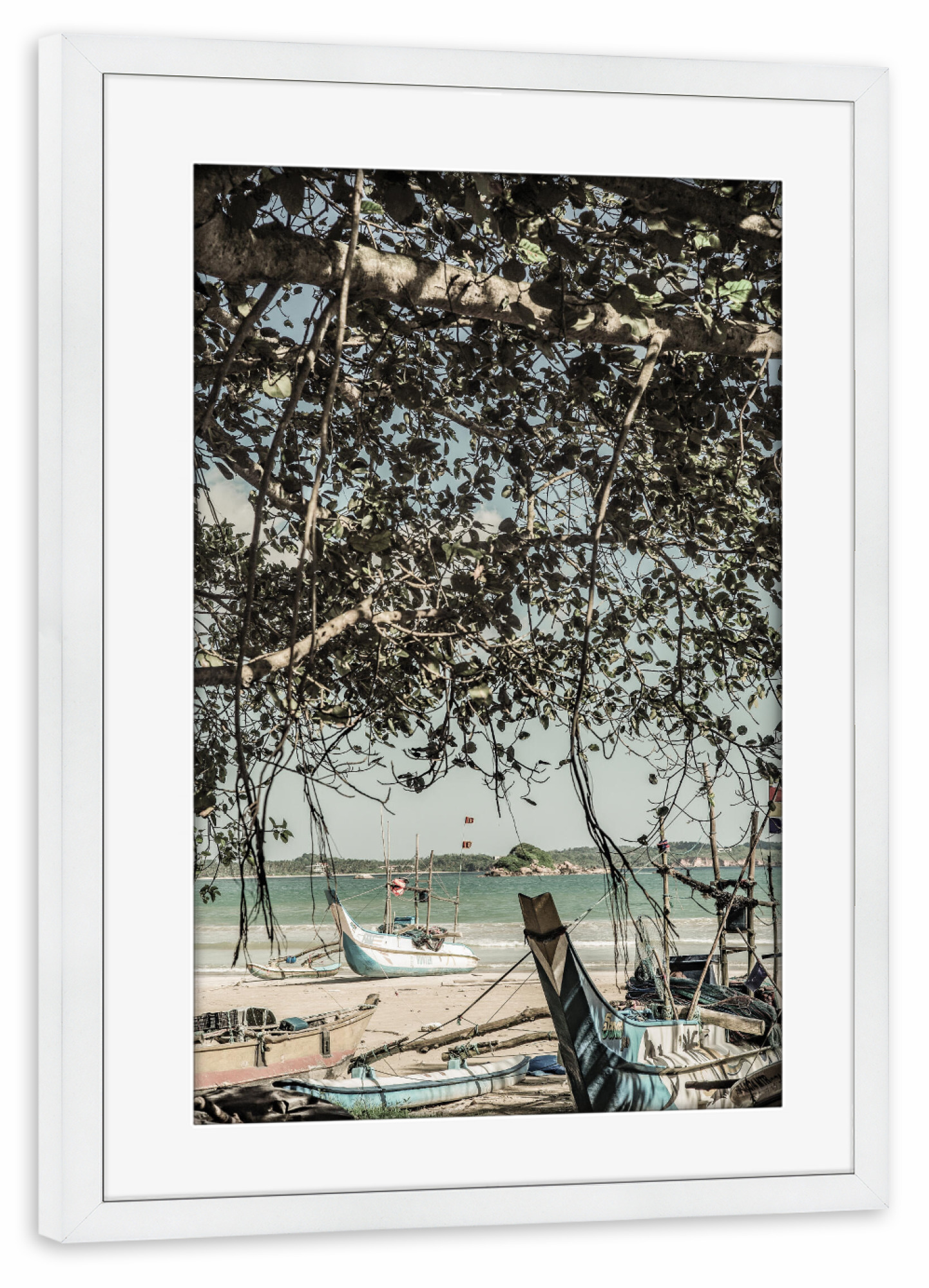 Poster mit Rahmen weiß "Adventures Await" artboxONE - Natur,Reise,Reise / Strand und Meer