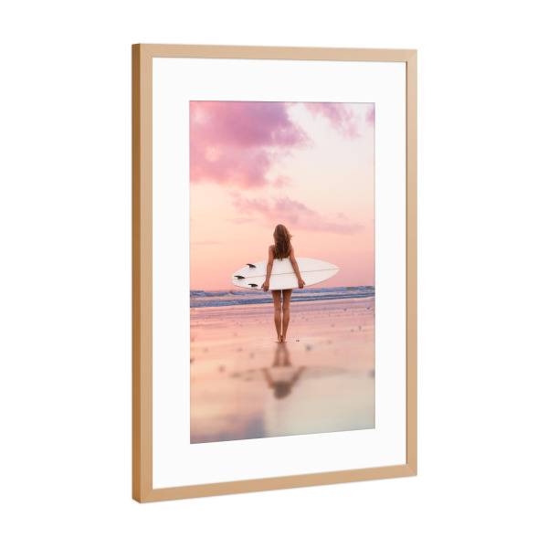 Poster mit Rahmen Kupfer "Female Surf Dream" artboxONE - Natur,Reise / Strand und Meer,Liebe,Städte / Los Angeles,Für Mama