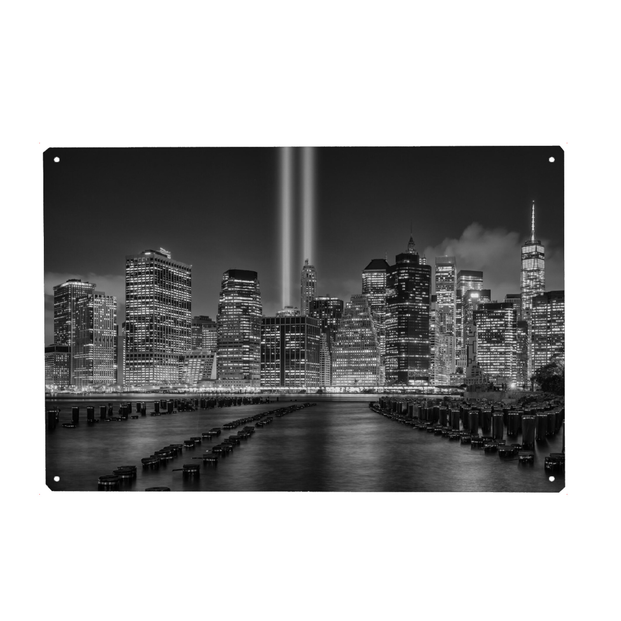 Metall Poster "New York City Downtown Panorama" artboxONE - Städte,Städte / New York,Reise,Schwarzweiß