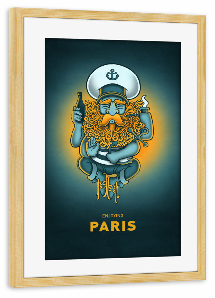 Poster mit Rahmen kiefer "Paris Sailorgod" artboxONE - Städte,Reise,Städte / Paris,Streetart,Lustig