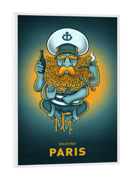Poster mit weißem Rahmen "Paris Sailorgod" artboxONE - Städte,Reise,Städte / Paris,Streetart,Lustig