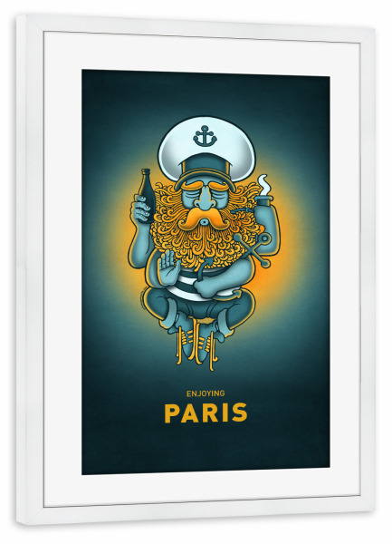 Poster mit Rahmen weiß "Paris Sailorgod" artboxONE - Städte,Reise,Städte / Paris,Streetart,Lustig