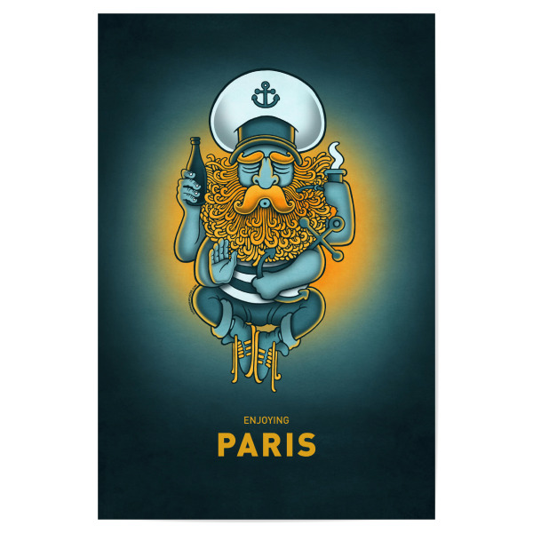 Poster 30x20 cm "Paris Sailorgod" artboxONE - Städte,Reise,Städte / Paris,Streetart,Lustig
