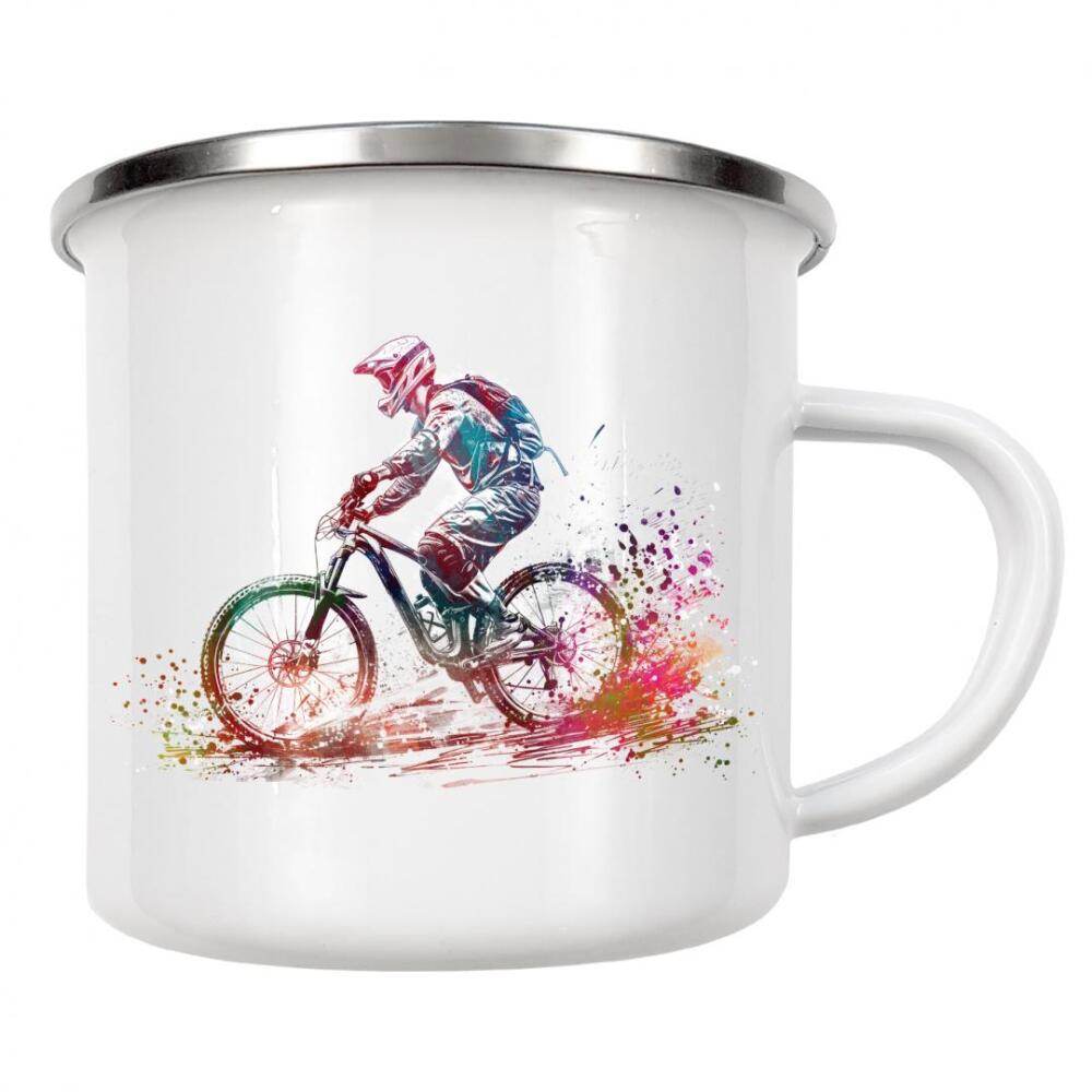 Emaille Tasse "BMX Biker Sportkunst I" artboxONE - Sport,Sport / Motivation - Bmx,Bmx-rennen,Biker,Fahrrad,Sport,Rennen