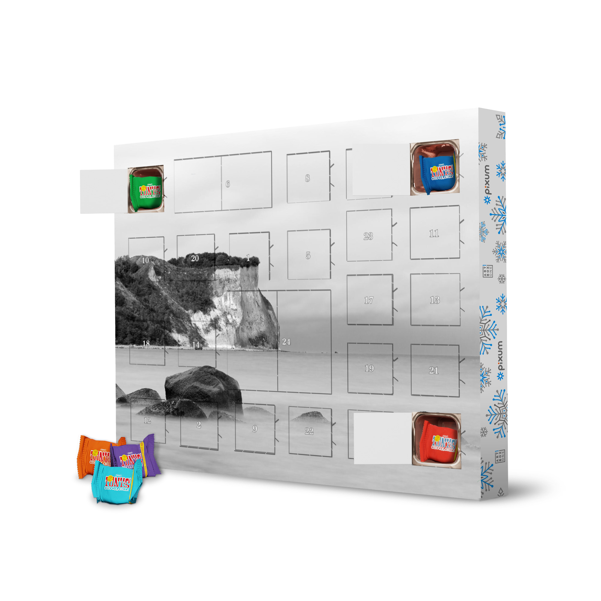 Adventskalender mit Tony's Chocolonely Abendlicht am Steilufer artboxONE Adventskalender Natur
