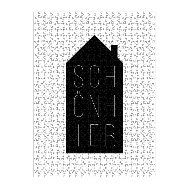 artboxONE Puzzle "Schön Hier | House Black" artboxONE - Typografie,Schwarzweiß,Liebe,Für Mama,Für Papa