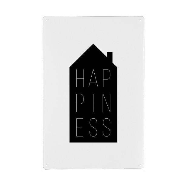 Holzbild "Happiness | House Black" artboxONE - Typografie,Schwarzweiß,Liebe,Für Mama,Für Papa