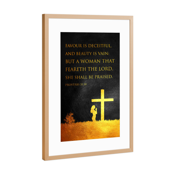 Poster mit Rahmen Kupfer "Proverbs 31:30 version 2" artboxONE - Typografie,Tiere,Liebe,Für Mama