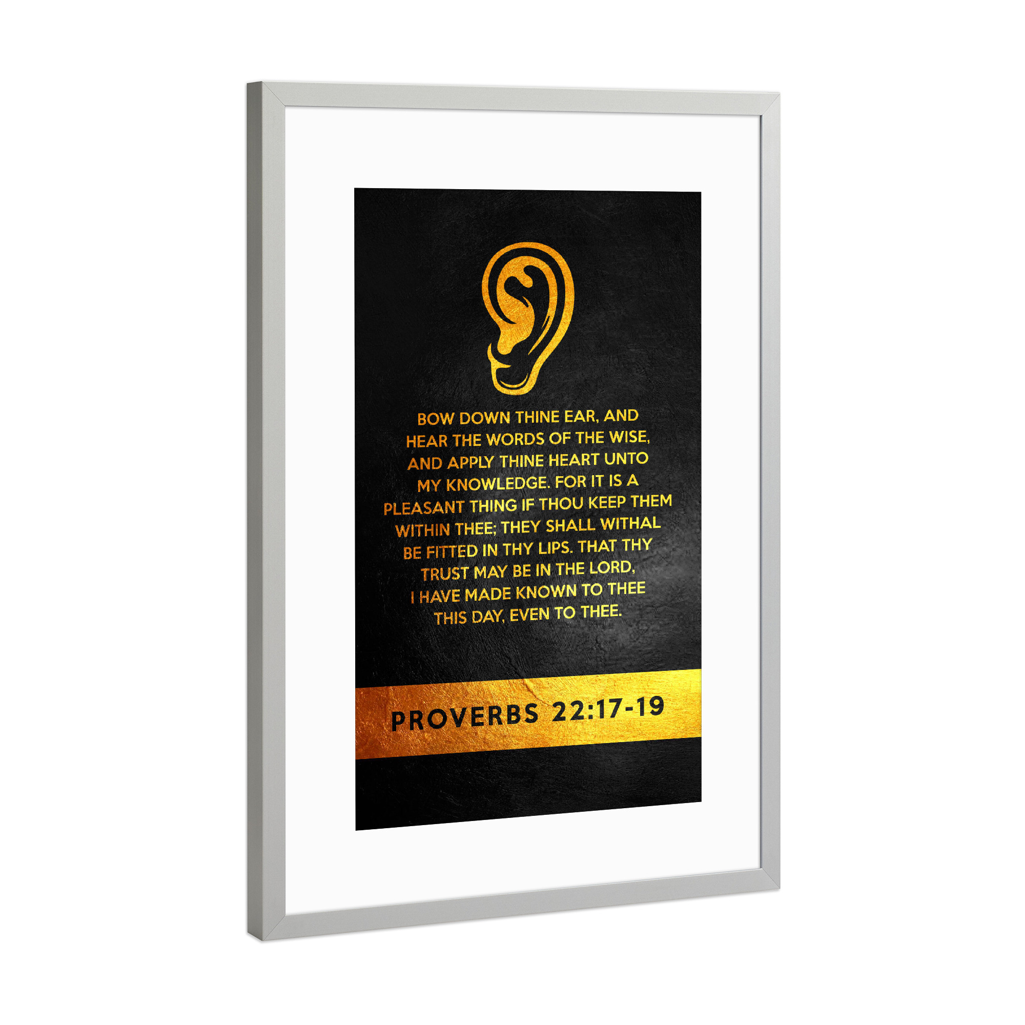 Poster mit Rahmen Silber "Proverbs 22:17-19" artboxONE - Typografie