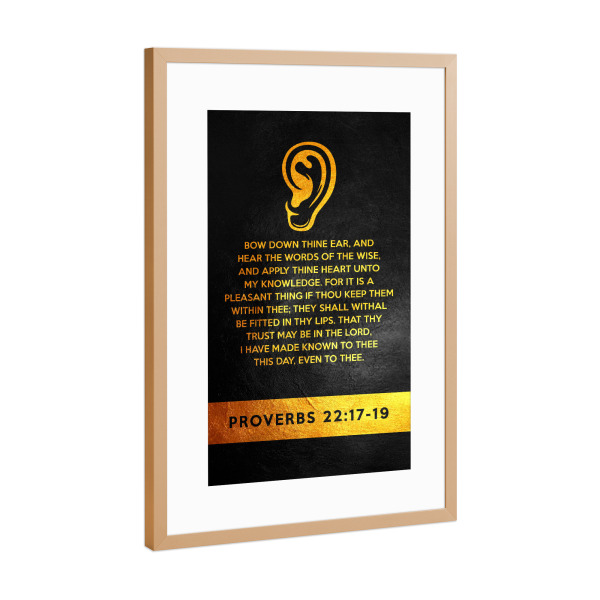 Poster mit Rahmen Kupfer "Proverbs 22:17-19" artboxONE - Typografie