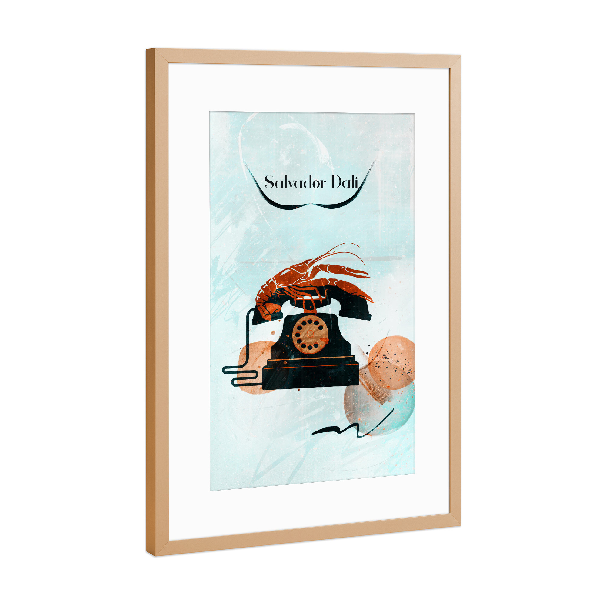 Poster mit Rahmen Kupfer "Lobster telephone by Tas" artboxONE - Natur,Tiere,Menschen