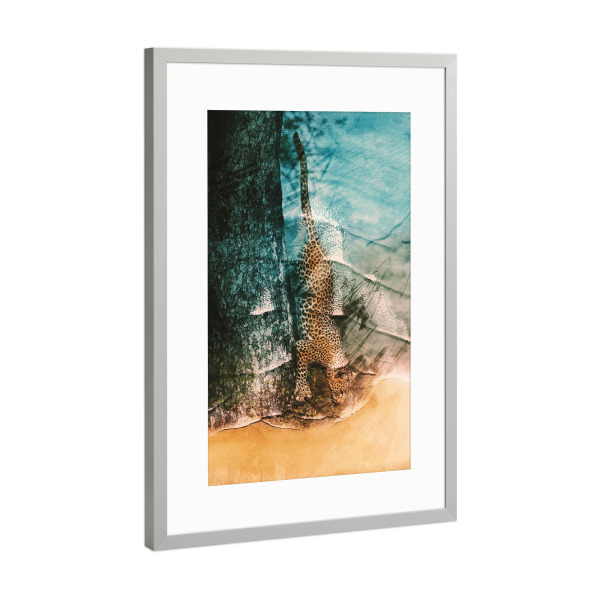 Poster mit Rahmen Silber "Running on the beach" artboxONE - Natur,Tiere
