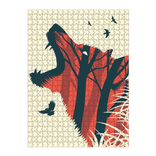 Puzzle Ravensburger "Orange Forest Wolf" artboxONE - Natur,Tiere,Abstrakt - Owl,Bird,Wolves,Forest,Nature,Wolf,Vögel,Birds,Eule,Natur - Bild owl