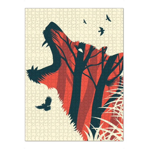 Puzzle Ravensburger "Orange Forest Wolf" artboxONE - Natur,Tiere,Abstrakt - Owl,Bird,Wolves,Forest,Nature,Wolf,Vögel,Birds,Eule,Natur - Bild owl