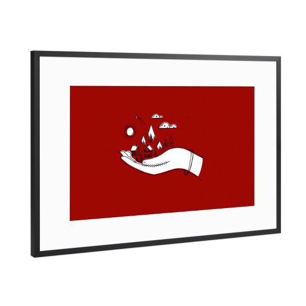 Poster mit Rahmen Schwarz (Metallic) "Christmas hand illustration red" artboxONE - Natur,Weihnachten