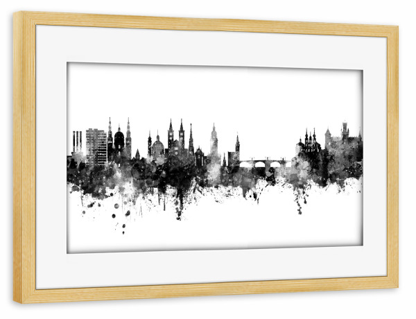 Poster mit Rahmen kiefer "Würzburg Germany Skyline Black" artboxONE - Städte,Schwarzweiß