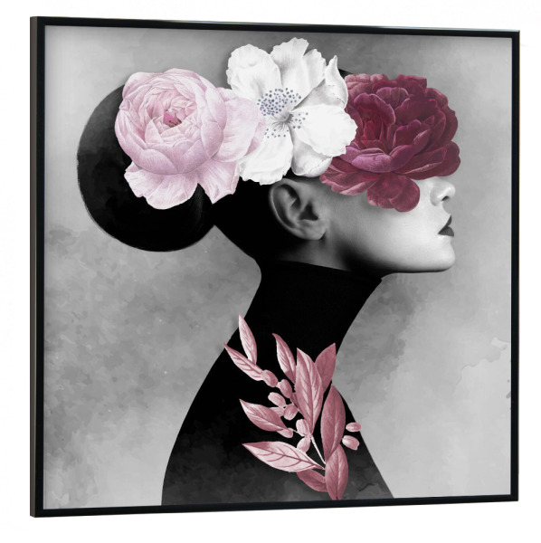 Poster mit schwarzem Rahmen 30x30 cm "Flower Girl I" artboxONE - Floral,Menschen - Collage,Woman,Flower,Girl,Floral,Blumen,Pflanzen