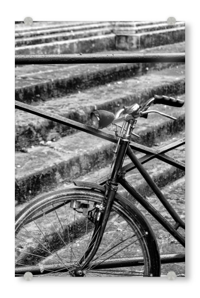 Acrylglasbild "CLASSIC BIKE" artboxONE - Städte,Sport,Für Papa - Bike,Bicycle,Firenze,Old,Retro,Bw,Black and white,Schwarzweiß,Fahrrad,Street,Vintage