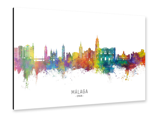 Alu-Dibond "Málaga Spain Skyline txt" 30x20 cm artboxONE