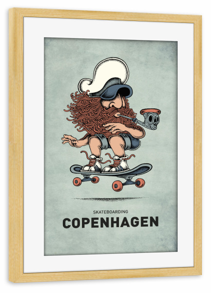 Poster mit Rahmen kiefer "Copenhagen Skateboard" artboxONE - Städte,Reise,Streetart,Städte / København,Lustig
