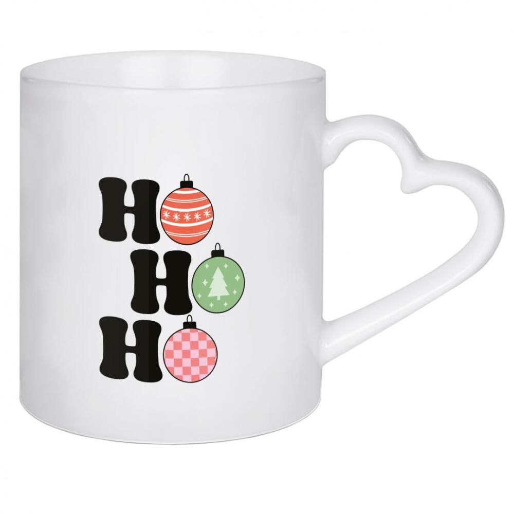 Herztasse "Ho Ho Ho - Christmas" artboxONE - Typografie,Weihnachten - Ho ho ho,Weihnachten,Kugeln,Weihnachtskugeln,Typo,Typografie