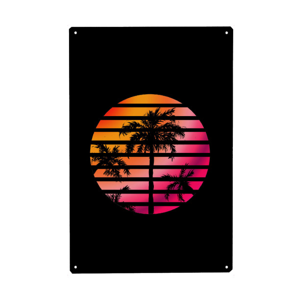 Holzbild "Palm Trees Sunset Circle" artboxONE - Natur
