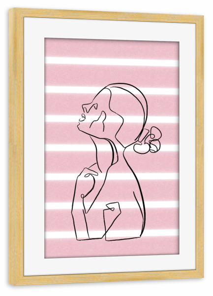 Poster mit Rahmen kiefer "Frau im Profil" artboxONE - Menschen - Profilbilder,Lineart,Frau,Woman,Female,Pink,Kontur