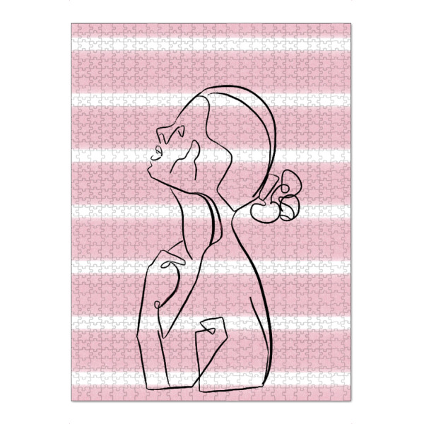 Puzzle Ravensburger "Frau im Profil" artboxONE - Menschen - Profilbilder,Lineart,Frau,Woman,Female,Pink,Kontur - Bild profilbilder