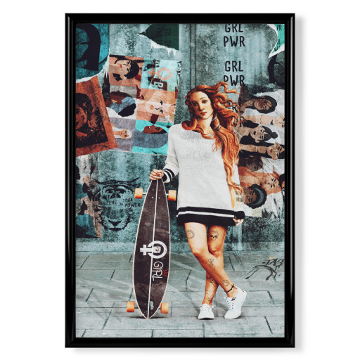 Venus with longboard in a street