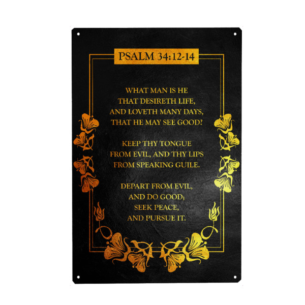 Holzbild "Psalm 34:12-14" artboxONE - Typografie